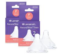 Lansinoh NaturalWave Baby Bottle Teats - Fast Flow - 4 Pack - Anti-Colic Air Vent - BPA & BPS-Free - Clinically Proven to Reduce Nipple Confusion - Compatible with Lansinoh Bottles