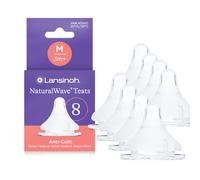 Lansinoh NaturalWave Baby Bottle Teats - Medium Flow - 8 Pack - Anti-Colic Air Vent - BPA & BPS-Free - Clinically Proven to Reduce Nipple Confusion - Compatible with Lansinoh Bottles