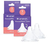 Lansinoh NaturalWave Baby Bottle Teats - Slow Flow - 4 Pack - Anti-Colic Air Vent - BPA & BPS-Free - Clinically Proven to Reduce Nipple Confusion - Compatible with Lansinoh Bottles