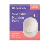 Lansinoh Reusable Breast Pads Maternity - 4 Pack - Ultra-Soft & Absorbent - Machine Washable Organic Bamboo Nursing Pads - Includes Washbag - Breast Feeding Essentials