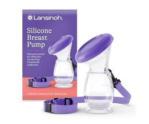 Lansinoh Silicone Manual Breast Pump Collector for Breastmilk | With lid and neck strap Light and Portable Breastfeeding Essential for First W fter Birth, Hands-Free Suction