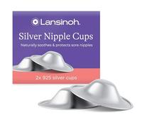 Lansinoh Silver Nipple Cups - 925 Sterling Nickel Free Silver Nipple Shields for Breastfeeding - Naturally Protects and Helps Heal Sore Nipples Breast Feeding - Postpartum Essentials