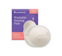 Lansinoh Reusable Breast Pads - Including Laundry Net - Ultra Absorbent - Super Soft Inner Made of Organic Bamboo - Reusable & Environmentally Friendly - 4 Pack