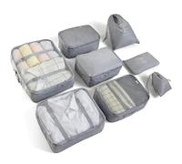LANSKLBD 8 Set Packing Cubes for Suitcases, Travel Luggage Organizers, Essentials for Accessories, Shoe Bag, Toiletry Bag, Laundry Bag (Grey)
