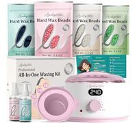 LANSLEYWAX Digital Waxing Kit for Women Men - Pink Wax Machine with 39 Accessories - Hard Wax Kit for Face Eyebrow Lip Brazilian Bikini Sensitive Skin, Waxing Warmer Hair Removal for Home/Salon Use