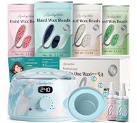 LANSLEYWAX Digital Waxing Kit for Women Men - Water Blue Waxing Machine with 39 Accessories - Hard Wax Kit for Arm Leg Brazilian Bikini Face Sensitive Skin, Wax Warmer Hair Removal for Home/Salon Use