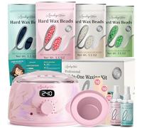 LANSLEYWAX Digital Waxing Kit for Women Men - Water Pink Waxing Machine with 39 Accessories - Hard Wax Kit for Arm Leg Brazilian Bikini Face Sensitive Skin, Wax Warmer Hair Removal for Home/Salon Use