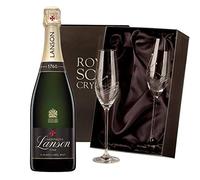 Lanson Le Black Creation Brut Champagne with 2 Royal Scot Diamante Flutes