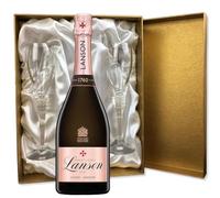 Lanson Le Rose Champagne in Gold Presentation Set With Flutes 75cl 12.5% abv