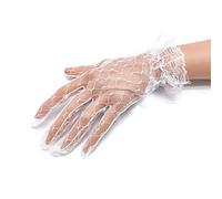 Lansonee 1 Pair of Short Lace Gloves, for Women Wedding Gloves for Dinner Wedding Party - White
