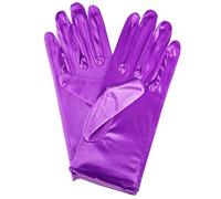 Lansonee 1 Pair Short Satin Gloves Women's Gown Gloves Vintage Opera Wedding Banquet Dress Glove for Party Dance-Purple