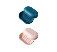Lansonee 2 Pcs Covered Soap Trays,Travel Soap Box,Leak Proof Soap Box,Sealable Soap Tray,Suitable For Travel,Hiking,Bathroom,School,Gym-Dark Blue+Pink