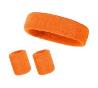 Lansonee 3 Pack Sports Wristband Headband,Soft Thickened Men's And Women's Sports Straps,Suitable For Gym Tennis,Football,Running,Etc-Orange
