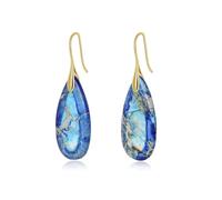 Lansora Imperial Gemstone Drop Earrings for Women Energy Watardrop Teardrop Shaped Stone Dangle Earrings Silver Gold Fishhook Earrings Jewelry for Women Gift, Copper, No Gemstone
