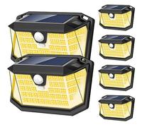 LANSOW 6 Pcs Solar Lights Outdoor, 188 LED Solar Security Lights Motion Sensor, IP65 Waterproof, 3 Modes Solar Powered Flood Lights for Garden Fence Door Yard (6Pack Warm White)