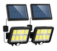 LANSOW Solar Security Light Outdoor, 【2 Pack / 160 LED】 Solar Motion Sensor Lights, IP65 Waterproof Solar Garden Lights with 16.4 ft Cord, 3 Lighting Modes Solar Powered Flood Lights for Garden Shed