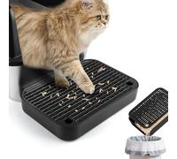 Lanstics Litter Box Step, Litter Box Ramp Black Catcher with Filter Function Cats Steps for Litter Boxes Anti-Tracking & Easy to Clean, Ideal for Kitten & Elderly Cats