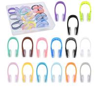 Lanstorm 15 Pcs Nose Clips Swimming, Soft Silicone Swimming Nose Clip, Reusable Clip with Clear Storage Box, Swim Protector for Beginners Adult Kids (Aged 7+) Water Sports, Colorful