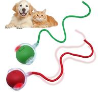 Lanstorm 2 Pcs Interactive Dog Ball, Rechargeable Active Cat Toy, 360°Automatic Self Moving Pet Ball with Tail, Interactive Toys for Indoor Small Medium Dogs and Cats, Red and Green