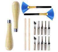 Lanstorm 2 Set Lino Cutter, Engraving and Stamp Lino Cutting Tools, Printing Kit with 2 Cleaning Brushes, Linoleum Cutter Tools for Printmaking Wood Carving Sculpture and Handicrafts Projects