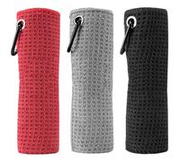 Lanstorm 3PCS Golf Towels, 40x40cm Microfiber Golf Towel, Premium Golf Towels With Carabiner Clip, Waffle Pattern Design for Easy Club Pick-Up, Ultra Absorbent, Cleaning for Bag, Cart, Club or Belt