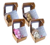 Lanstorm 4 Pcs Worry Bear Hug in a Box, A Little Pocket Bear Hug, Mini Plush Teddy Bears with Inspirational Card, Fun Stuffed Worry Bears with hats, Positive Gifts for Children Women Men Lover Friend
