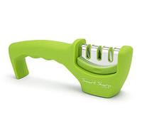 Lantana Smart Sharp Knife Sharpener - Professional 3 Stage Manual Sharpener for Sharpening Kitchen Knives - Ceramic Stone, Tungsten Carbide Plates, Diamond rods. Ergonomic Design (Green)