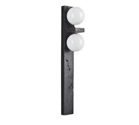 LANTANB 19.7 Inch Long Black Travertine Wall Light, Modern Industrial Style Sconce, Double Head Spherical Glass Lamp, Restaurant Corridor Entrance Decoration Fixtures