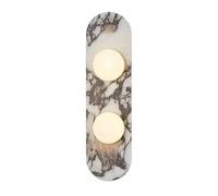 LANTANB G9 Base Double Head Glass Wall Light, 17.7 Inch Oval Marble Sconce, Modern Industrial Style Lamp, Living Room Corridor Balcony Decoration Fixtures