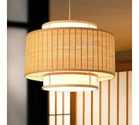 LANTANB Hanging Decorations Rustic Japanese Lamp Bamboo Lampshade Bamboo Weaving Pendant Light Vintage Hanging Lamp Fixtures for Kitchen Island Restaurant Hallway Foyer Crafts Lampshade