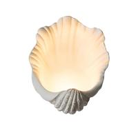 LANTANB Modern Wall Sconce Retro Shell Wall Lamp in White Resin Lamp Shade French Style Ambient Sconces Light Fixtures Bedroom Decor Aesthetic Headboard Lamp Hardwired Walls Mount