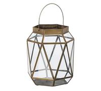 Lantern 23 x 23 x 27 cm Gold Glass Candle Holder Metal
