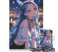 Lantern Anime Girl Fox Jigsaw Puzzles for Adults 1000 Pieces Creative Play True Detail Real Challenge Art Decor (38x26cm)