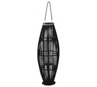 Lantern Bamboo Hanging Black 95cm Tall Rope Handle Glass Jar Outdoor Patio Decor