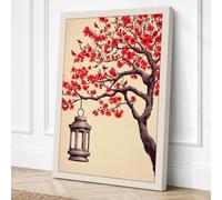 Lantern Beneath Blossoms Canvas Wall Art Print 24x16 Inch