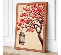 Lantern Beneath Blossoms Canvas Wall Art Print 24x16 Inch