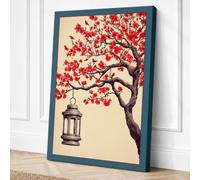 Lantern Beneath Blossoms Canvas Wall Art Print 24x16 Inch