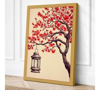 Lantern Beneath Blossoms Canvas Wall Art Print 36x24 Inch