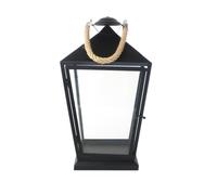 Lantern Candle Black With Rope Medium Fallen Fruits Black One Size