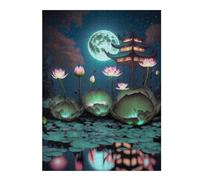 Lantern Festival Night Lotus Pond Decorative Jigsaw Puzzle for Adults, 500 PCS