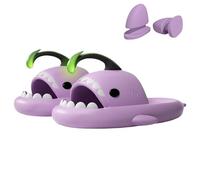 Lantern Fish Shark Slippers, Angler Fish Slides, Glow in the Dark Super Soft, Comfy, For Women Men (Purple, Adult, Women, 3, Numeric Range, UK Footwear Size System, 3.5, Medium)