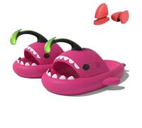 Lantern Fish Shark Slippers, Angler Fish Slides, Glow in the Dark Super Soft, Comfy, For Women Men (Rose Red, Adult, Women, 6, Numeric Range, UK Footwear Size System, 6.5, Medium)