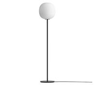 Lantern Floor Lamp with Black Stem & Frosted White Opal Glas