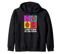 Lantern Glow Grid Pop Culture Japanese Aesthetic Zip Hoodie