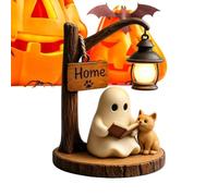 Lantern Library Ghost Decoration Vintage Cat 3D Reading Book