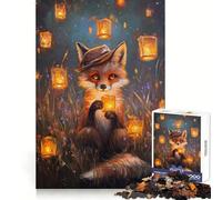 Lantern Lights And Fox Jigsaw for Teenagers 1000 Pieces Calm Daily Fine Cut Joyful Challenge (50x75cm)