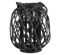 Lantern MAURITIUS Willow Wood 30 cm Black