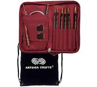 Lantern Moon Bequest 6-Inch Tunisian Interchangeable Crochet Hook Set Handcrafted Ebony Sizes US G, H, I, J,K, L, Silk Case, 2 Cords, 2 End Caps, 1 Tighten Tool with Project Bag