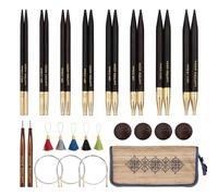 Lantern Moon Interchangeable Knitting Needles - 8 Pairs of 13cm 5” Tips - 3 Swivel Cords 60,80,100cm - End Caps, Stitch Markers - Khadi Silk Zippered Case - Sizes 3,3.5,4,4.5,5,5.5,6,8mm