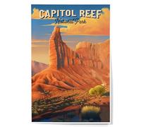 Lantern Press 12x18 Inch Art Print Wall Decor, Capitol Reef National Park, Utah, Oil Painting